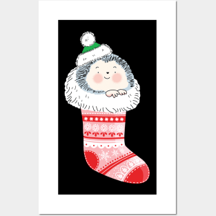 Hedgehog Christmas Stocking Posters and Art